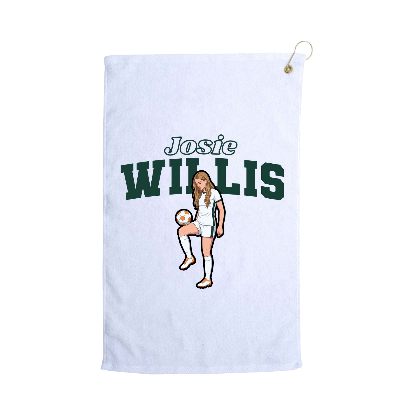 Golf Towel — Name Arch in White