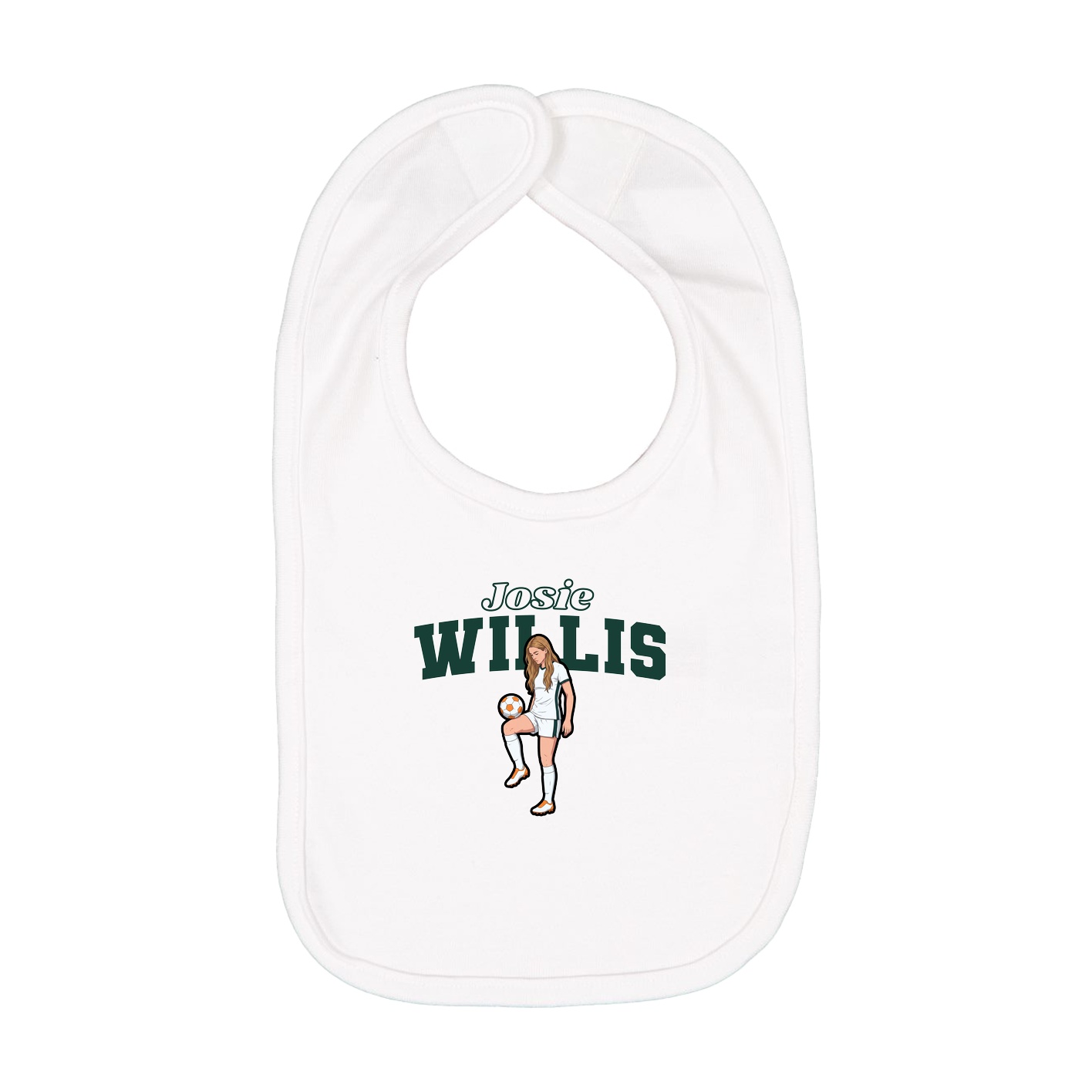 Infant Bib — Name Arch in White