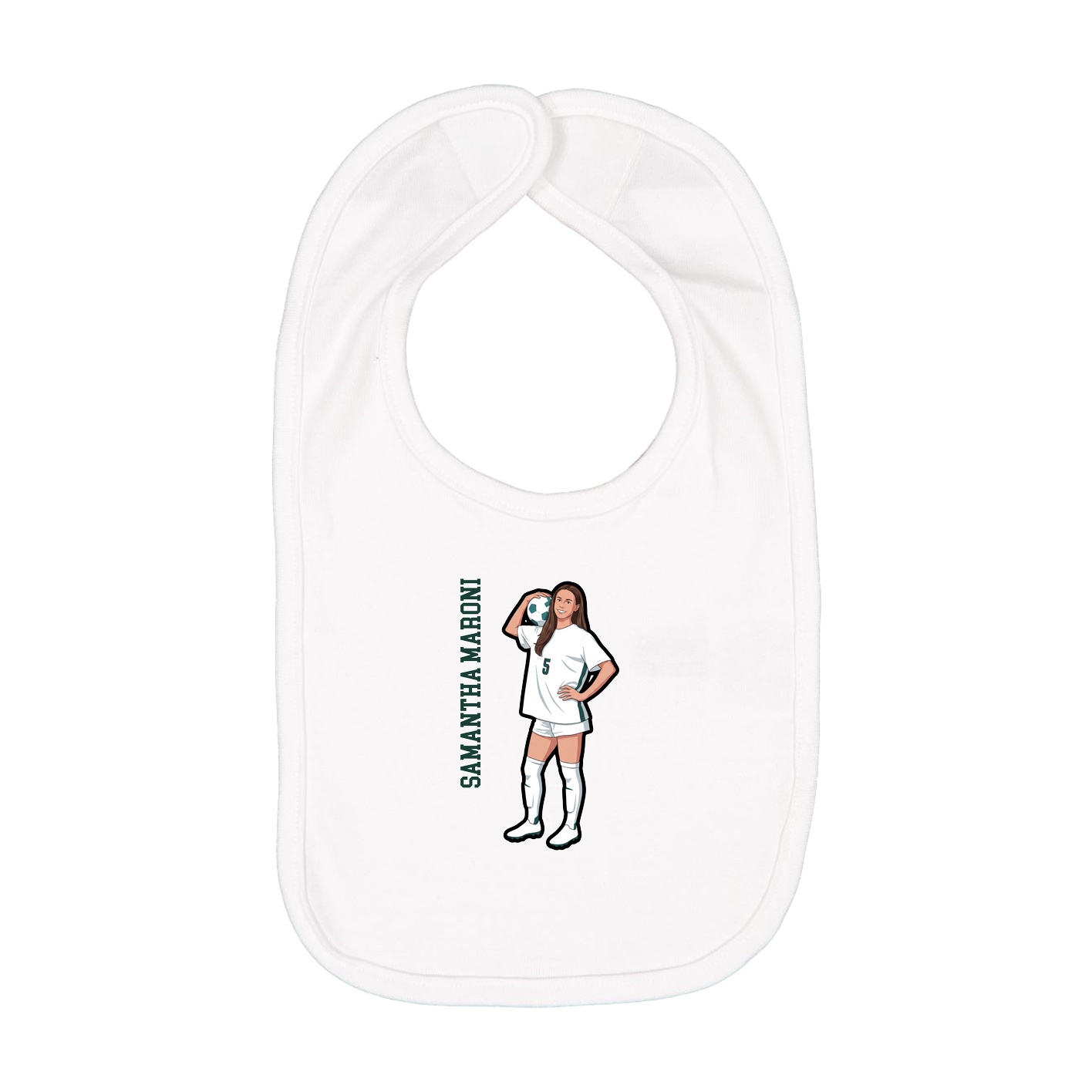 Infant Bib — Name Vertical in White