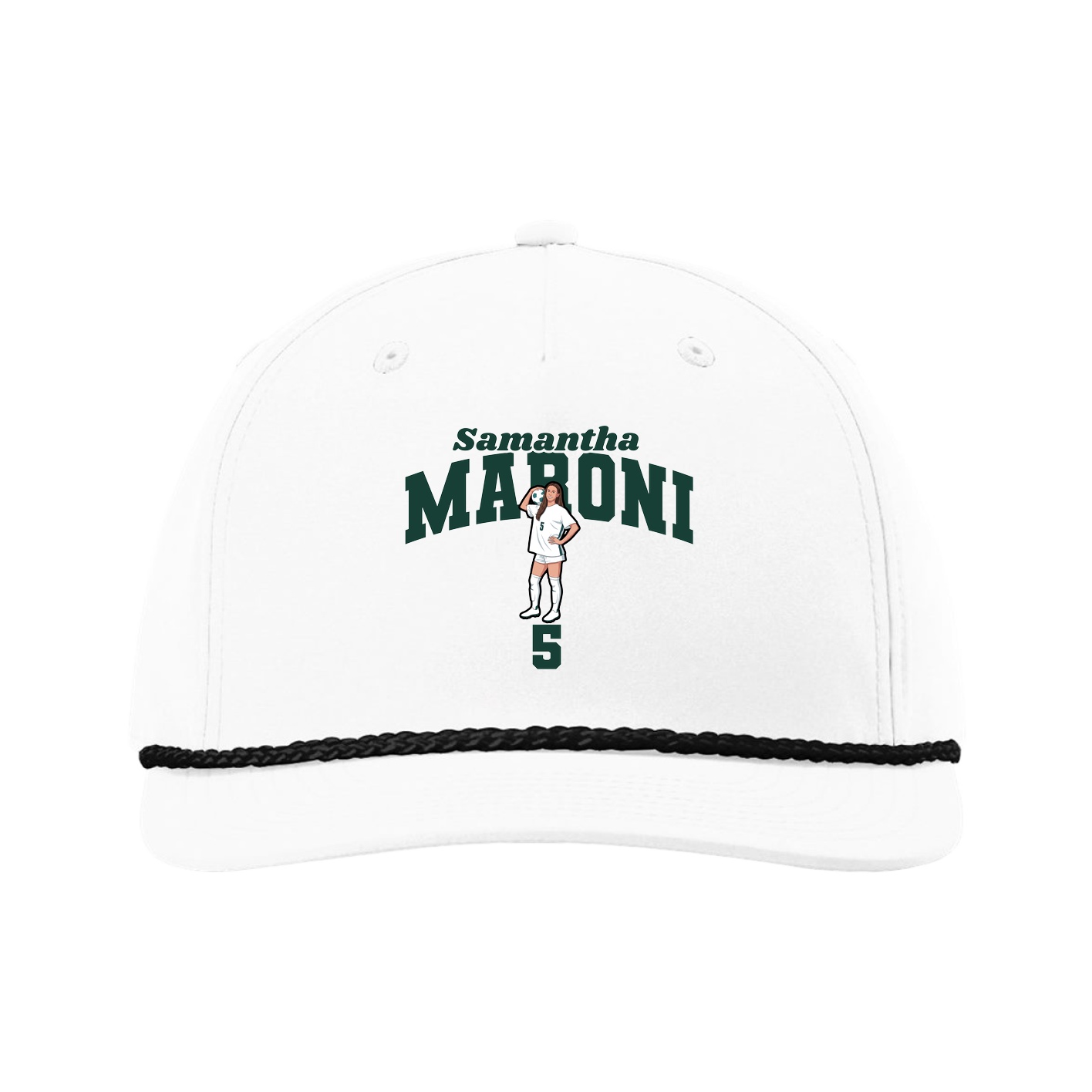 Five-Panel Classic Rope Cap — Signature Arch in White