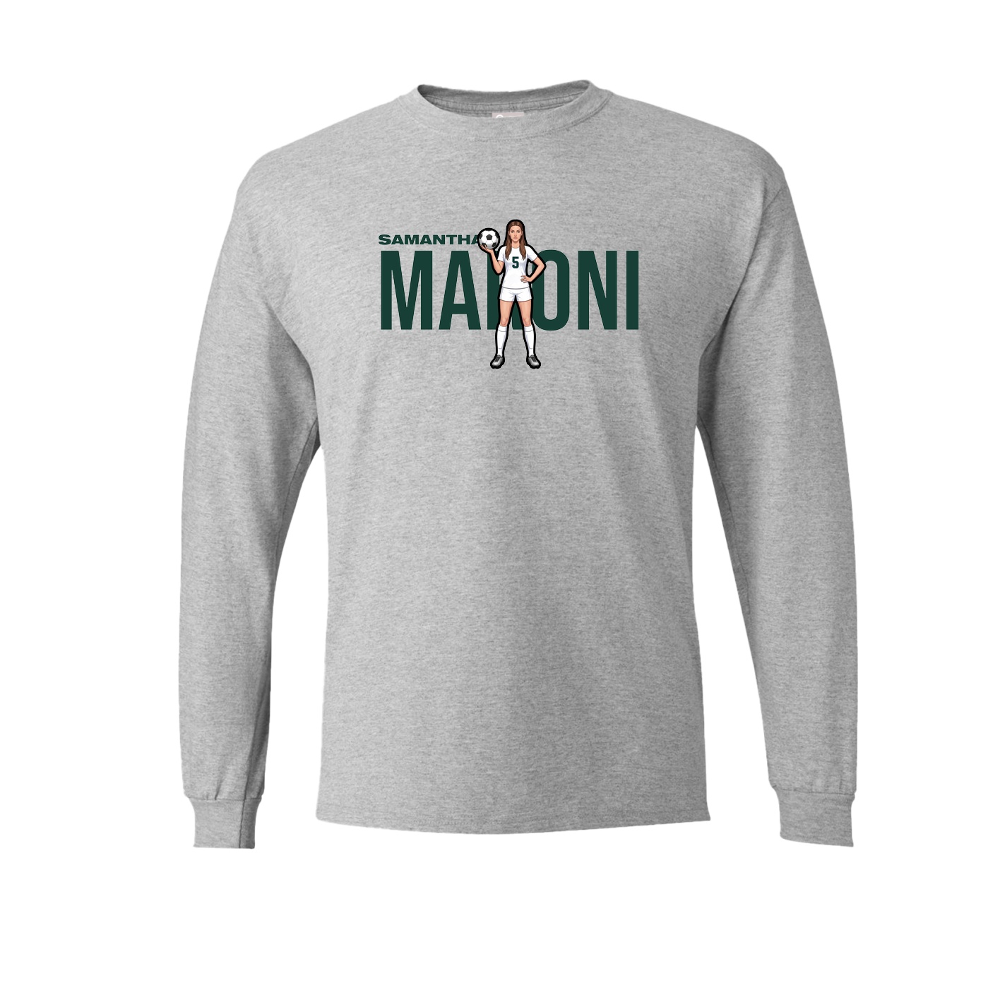 Long Sleeve Tee — Player Name in Grey