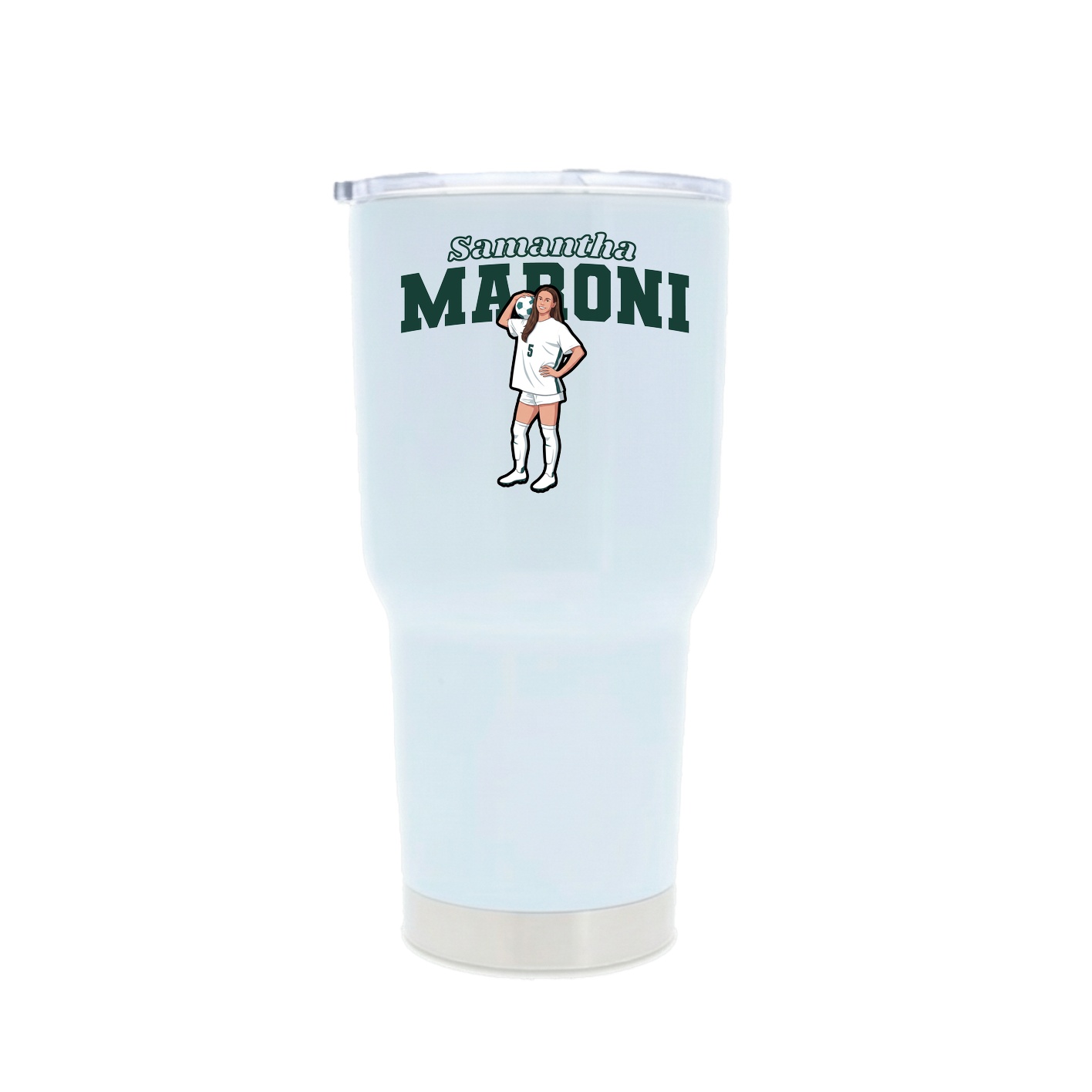 30oz Stainless Steel Tumbler — Name Arch in White
