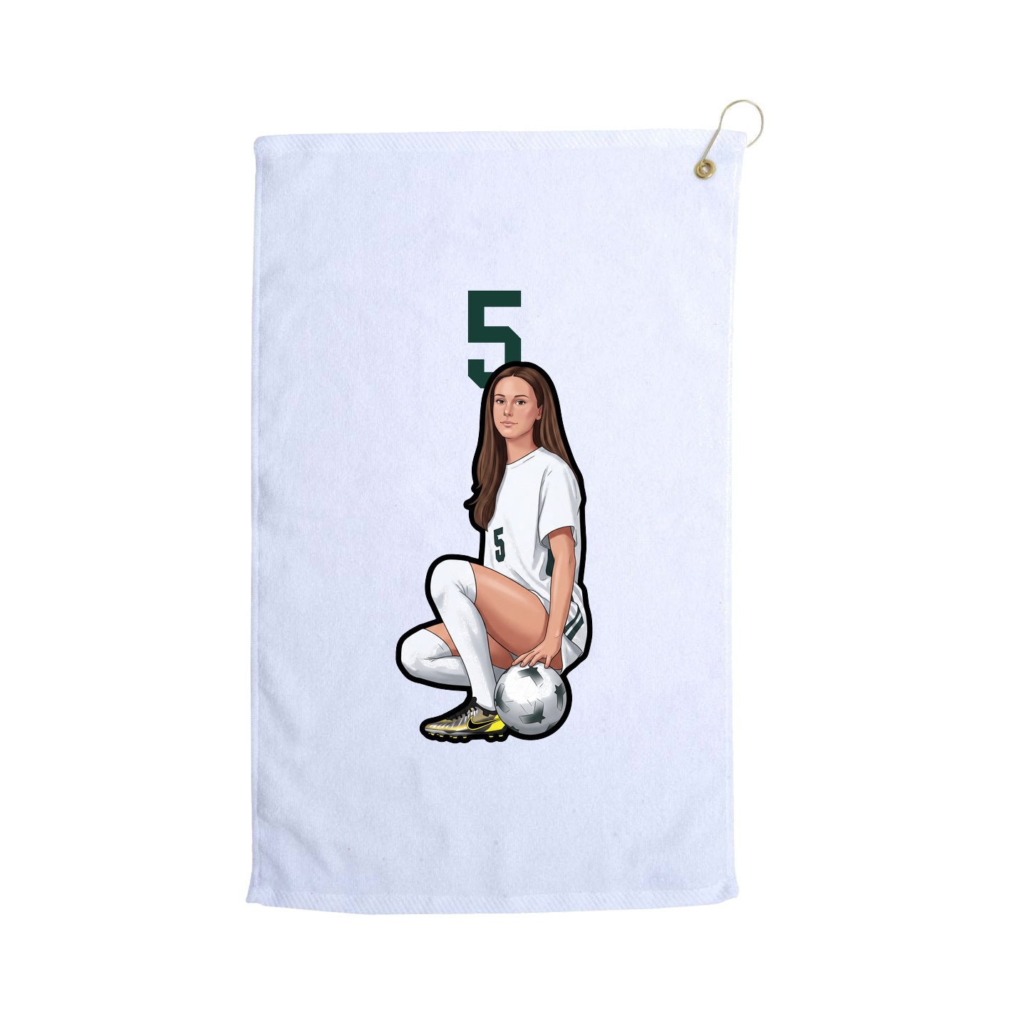 Golf Towel — Number Top in White