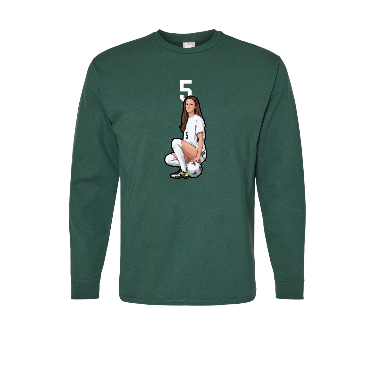 Long Sleeve Tee — Number Top in Green