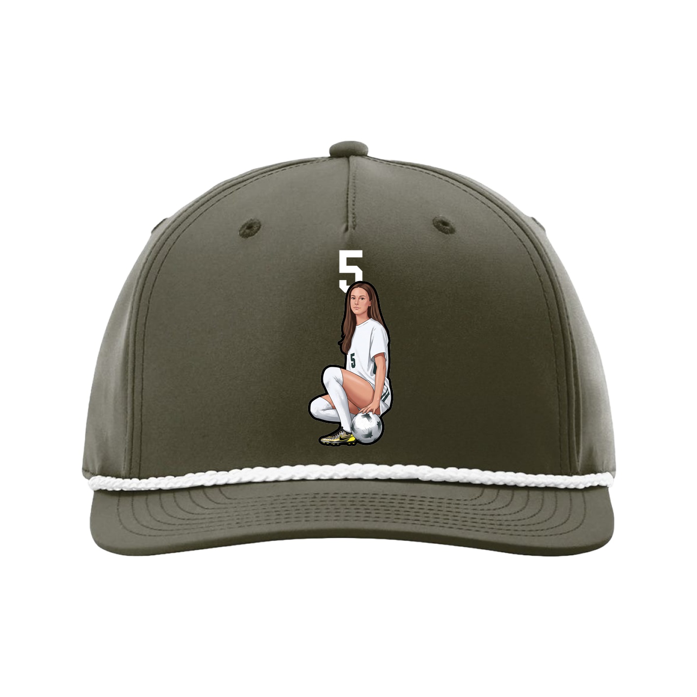 Five-Panel Classic Rope Cap — Number Top in Green