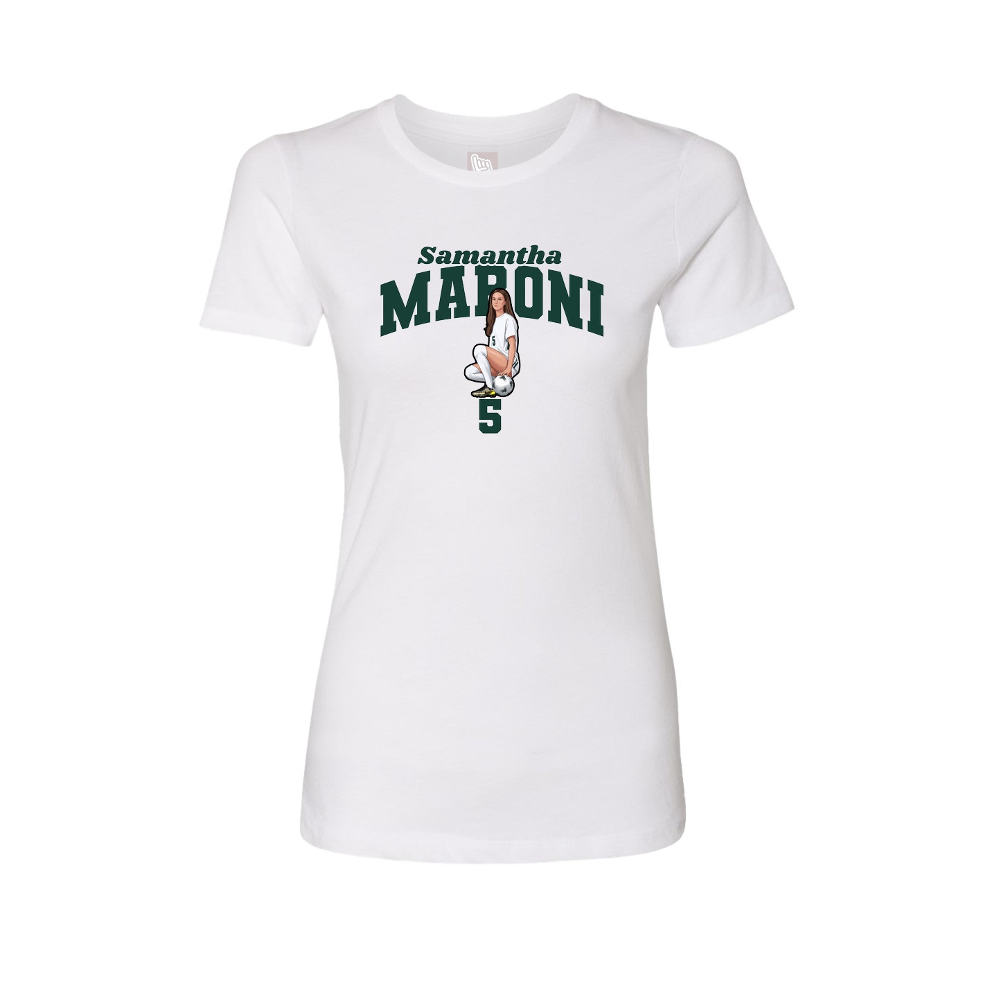 Fitted Women's Tee — Signature Arch in White