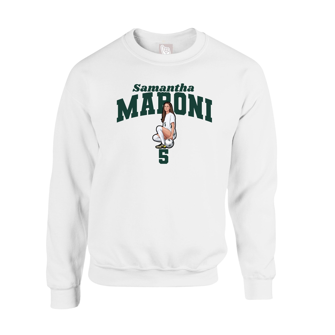 Fleece Crew — Signature Arch in White