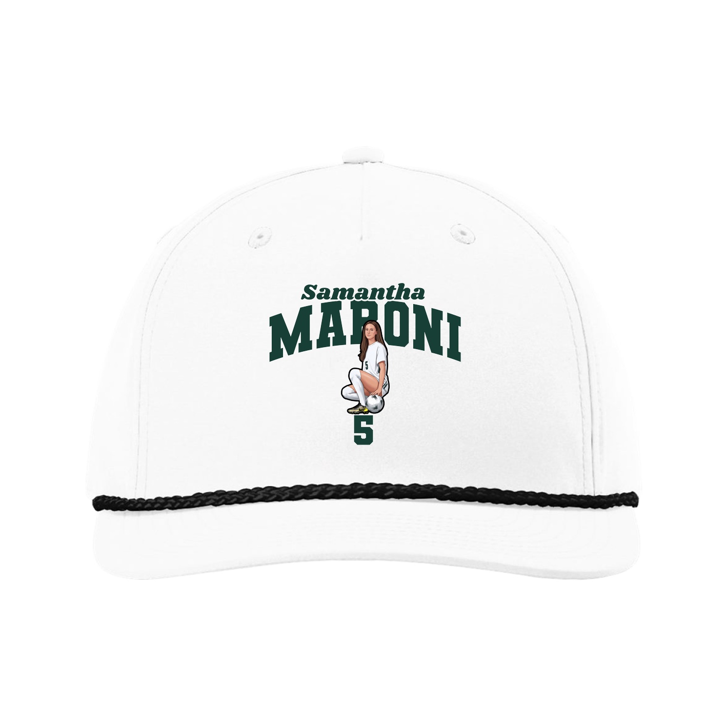 Five-Panel Classic Rope Cap — Signature Arch in White