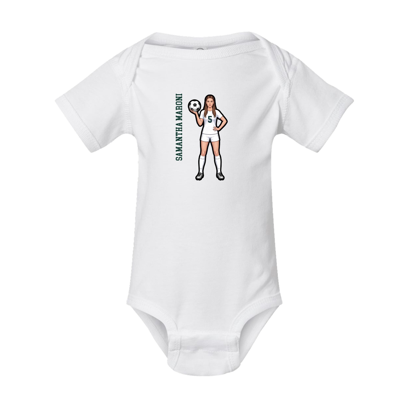 Baby Onesie — Name Vertical in White