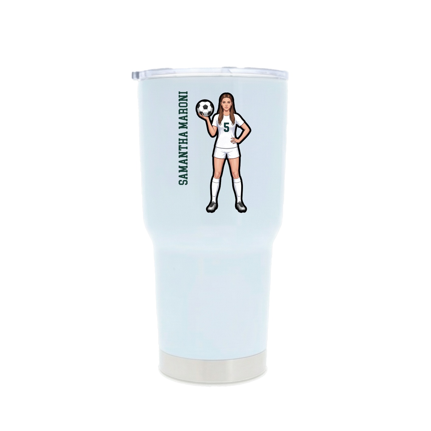 30oz Stainless Steel Tumbler — Name Vertical in White