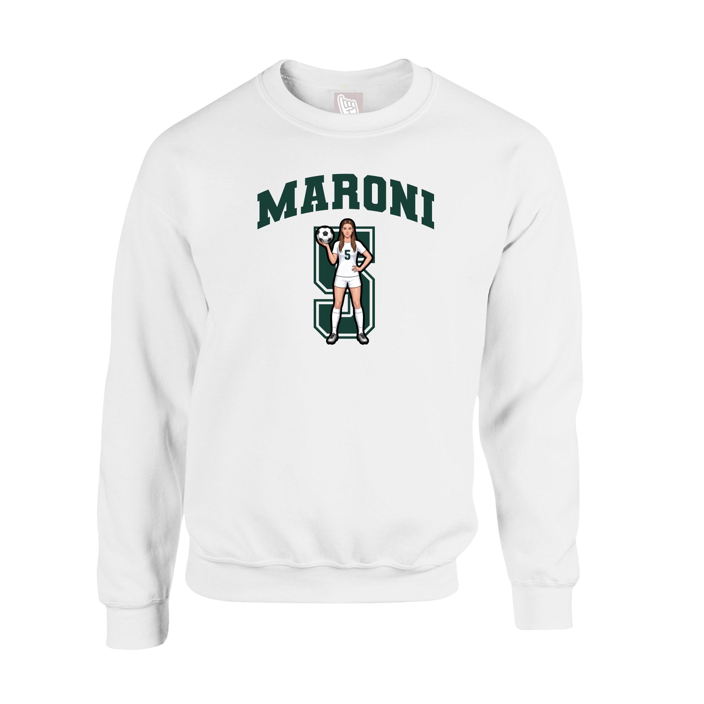 Fleece Crew — Number in White