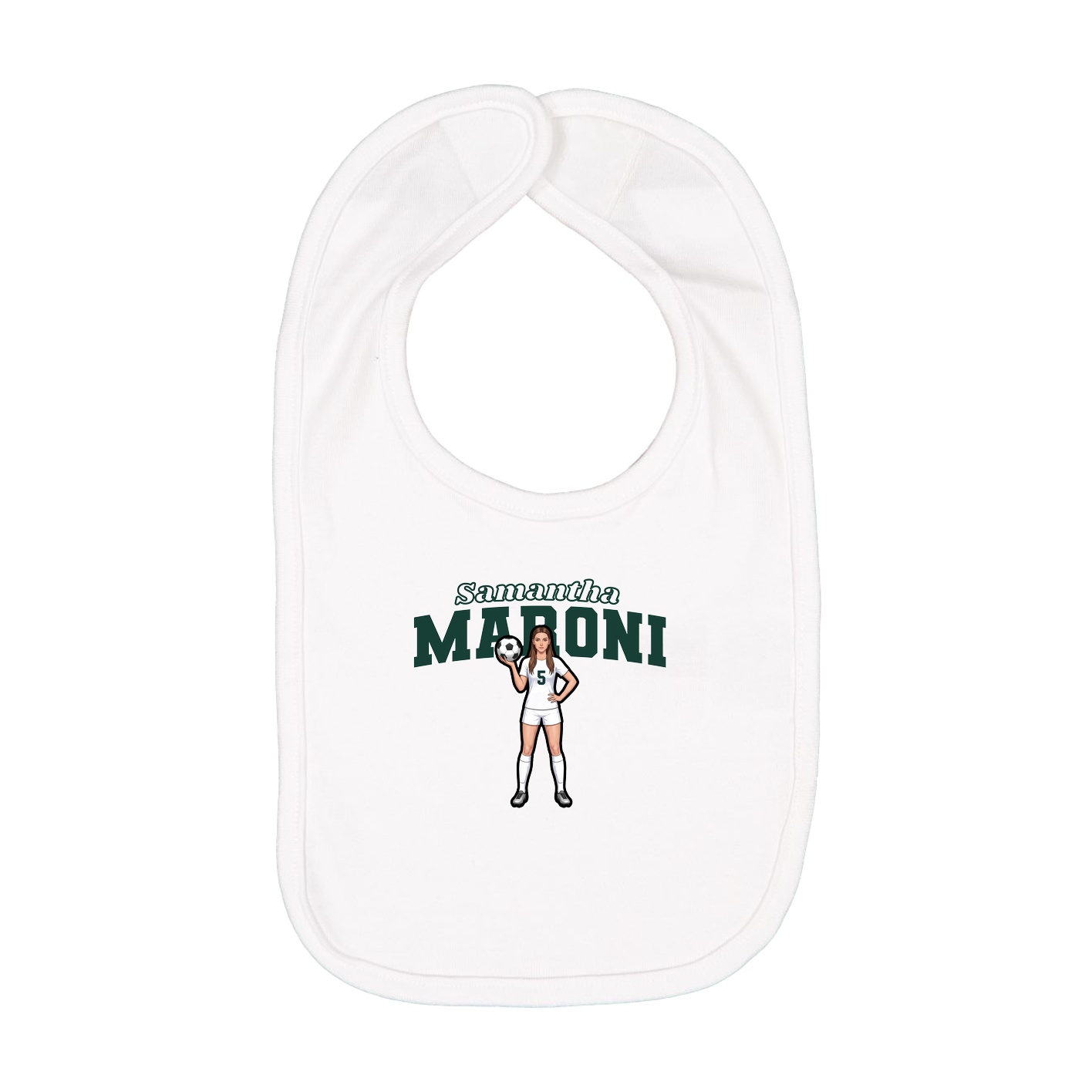 Infant Bib — Name Arch in White