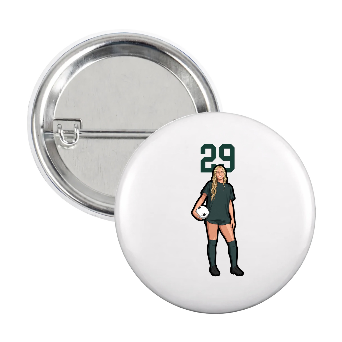 Game Day Button — Number Top in White