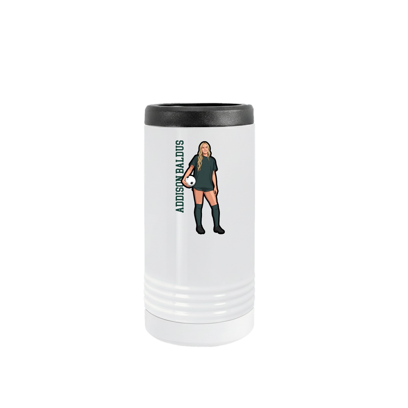 Slim Beverage Holder — Name Vertical in White