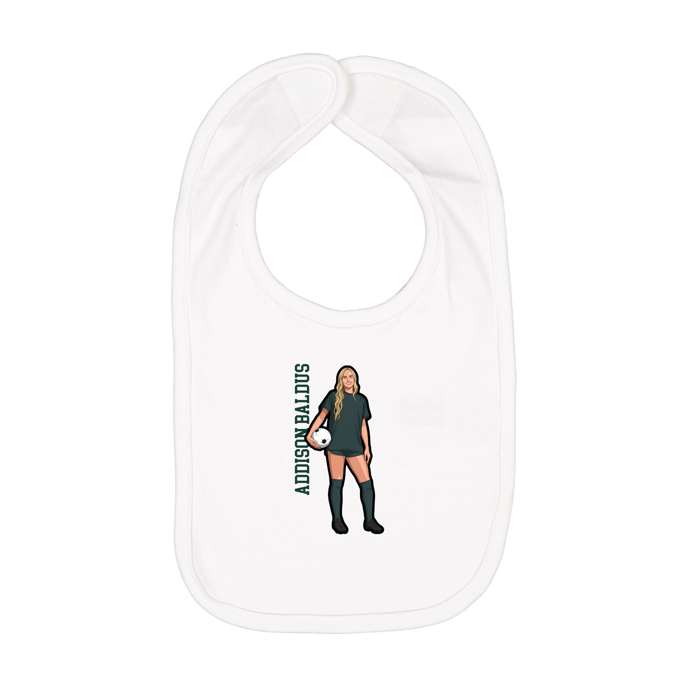 Infant Bib — Name Vertical in White