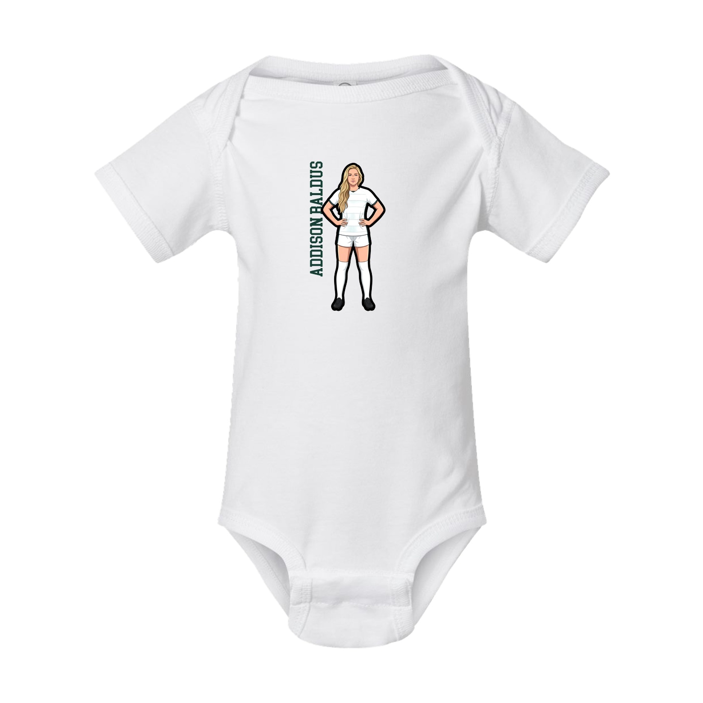 Baby Onesie — Name Vertical in White