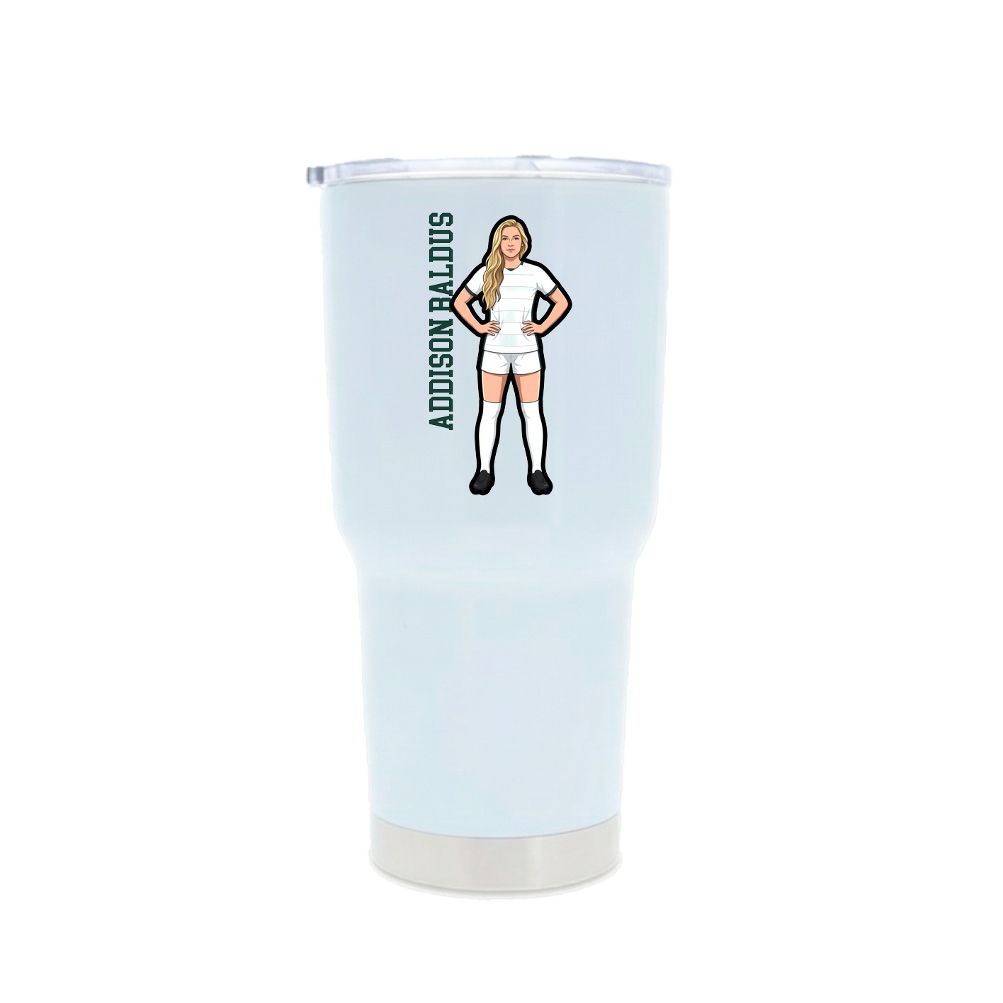 30oz Stainless Steel Tumbler — Name Vertical in White