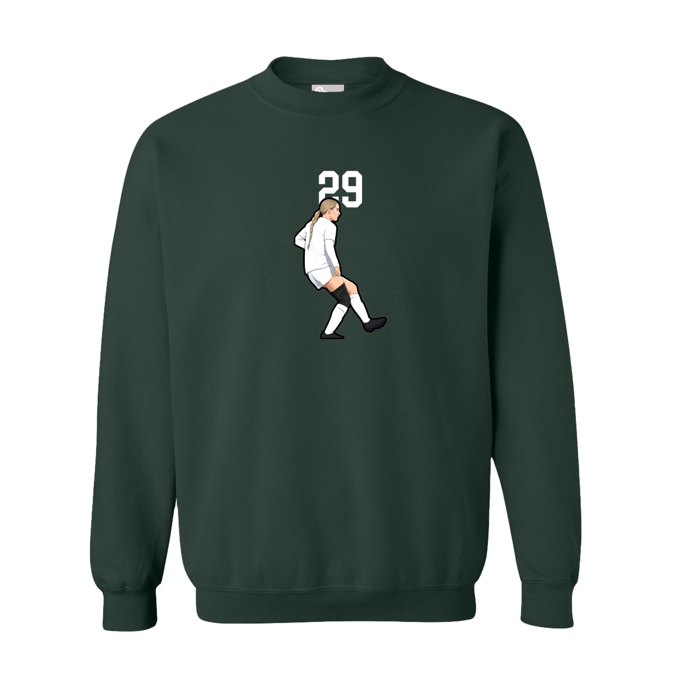 Fleece Crew — Number Top in Green