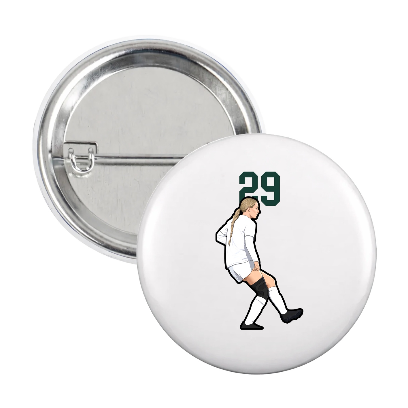 Game Day Button — Number Top in White