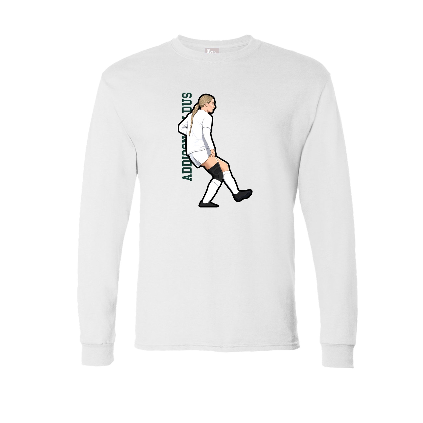 Long Sleeve Tee — Name Vertical in White