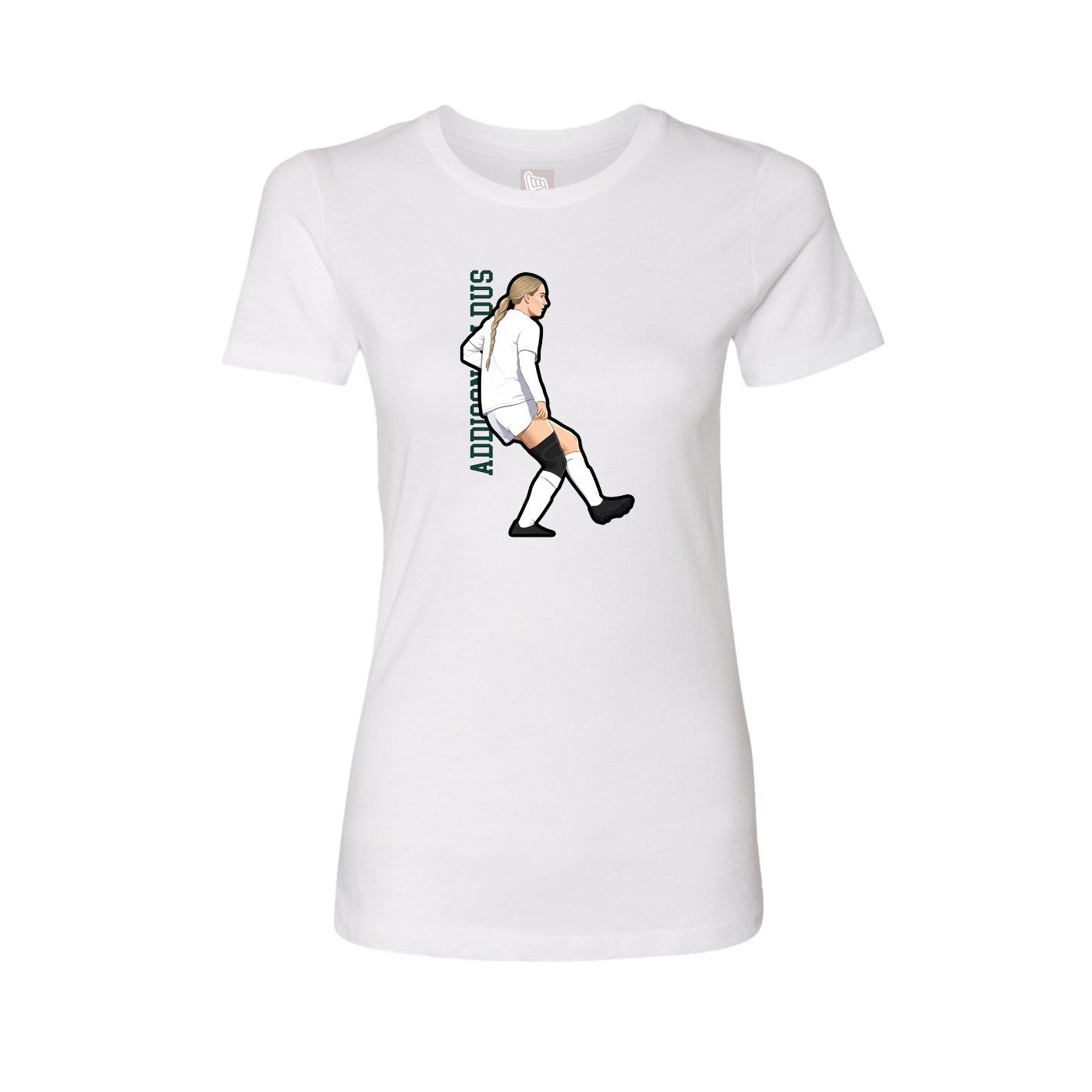 Fitted Women's Tee — Name Vertical in White