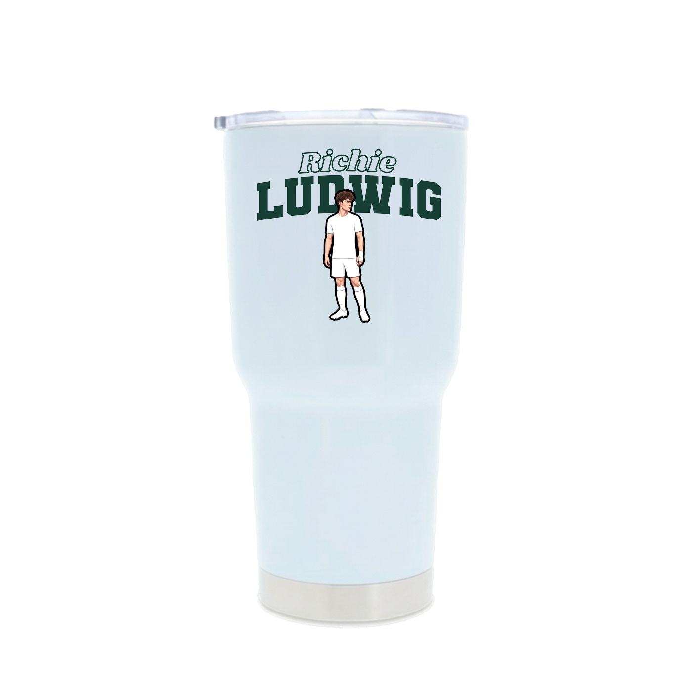 30oz Stainless Steel Tumbler — Name Arch in White