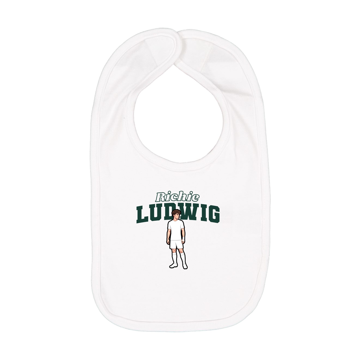 Infant Bib — Name Arch in White