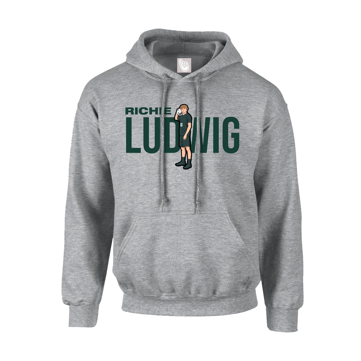 Youth Hoodie — Player Name in Grey