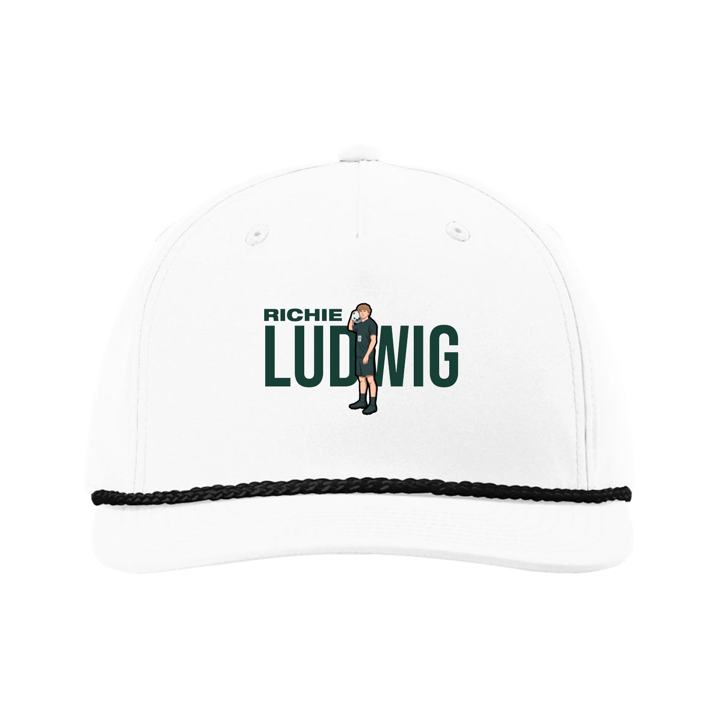 Five-Panel Classic Rope Cap — Player Name in White