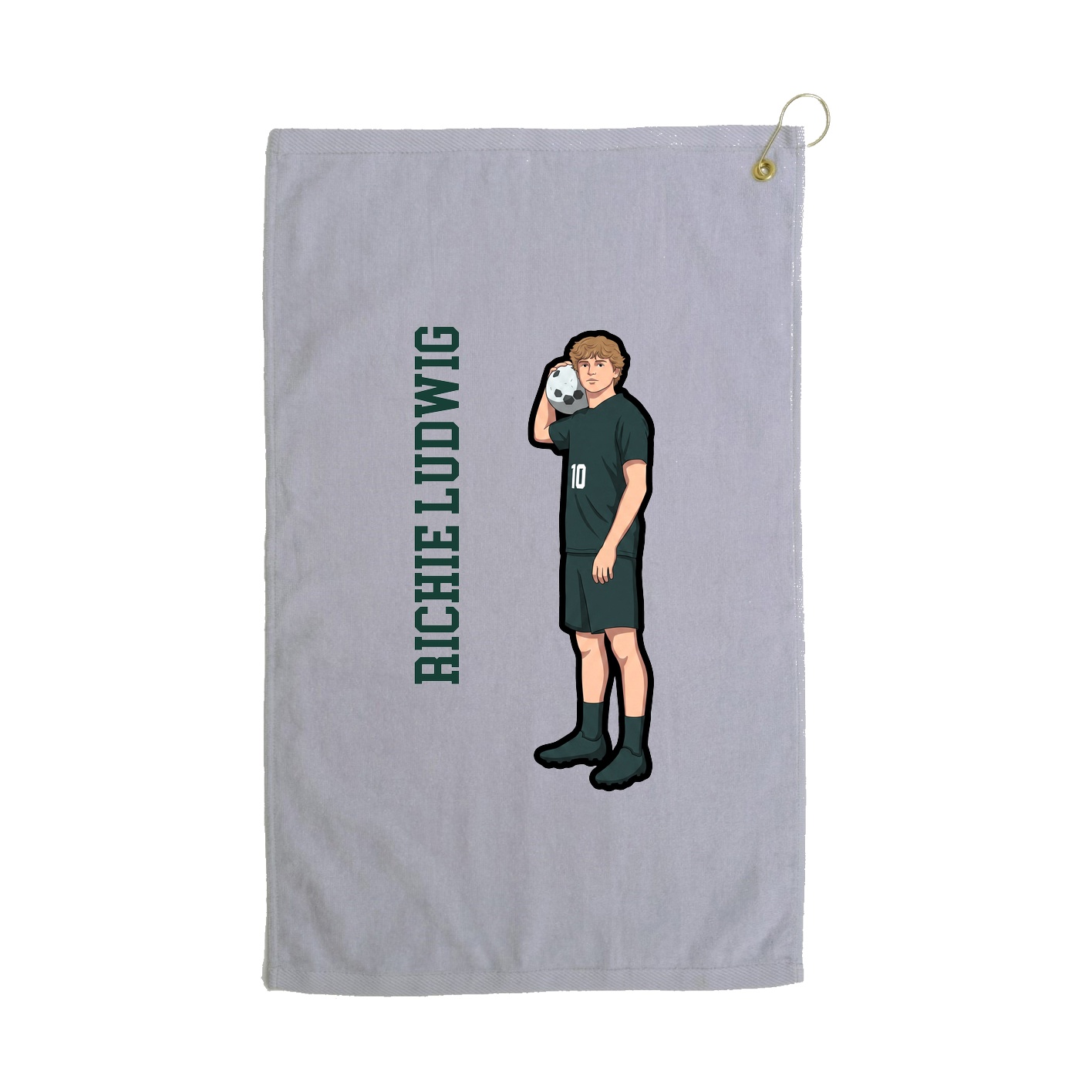 Golf Towel — Name Vertical in Grey