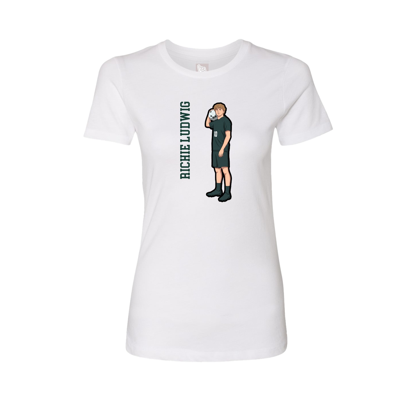 Fitted Women's Tee — Name Vertical in White