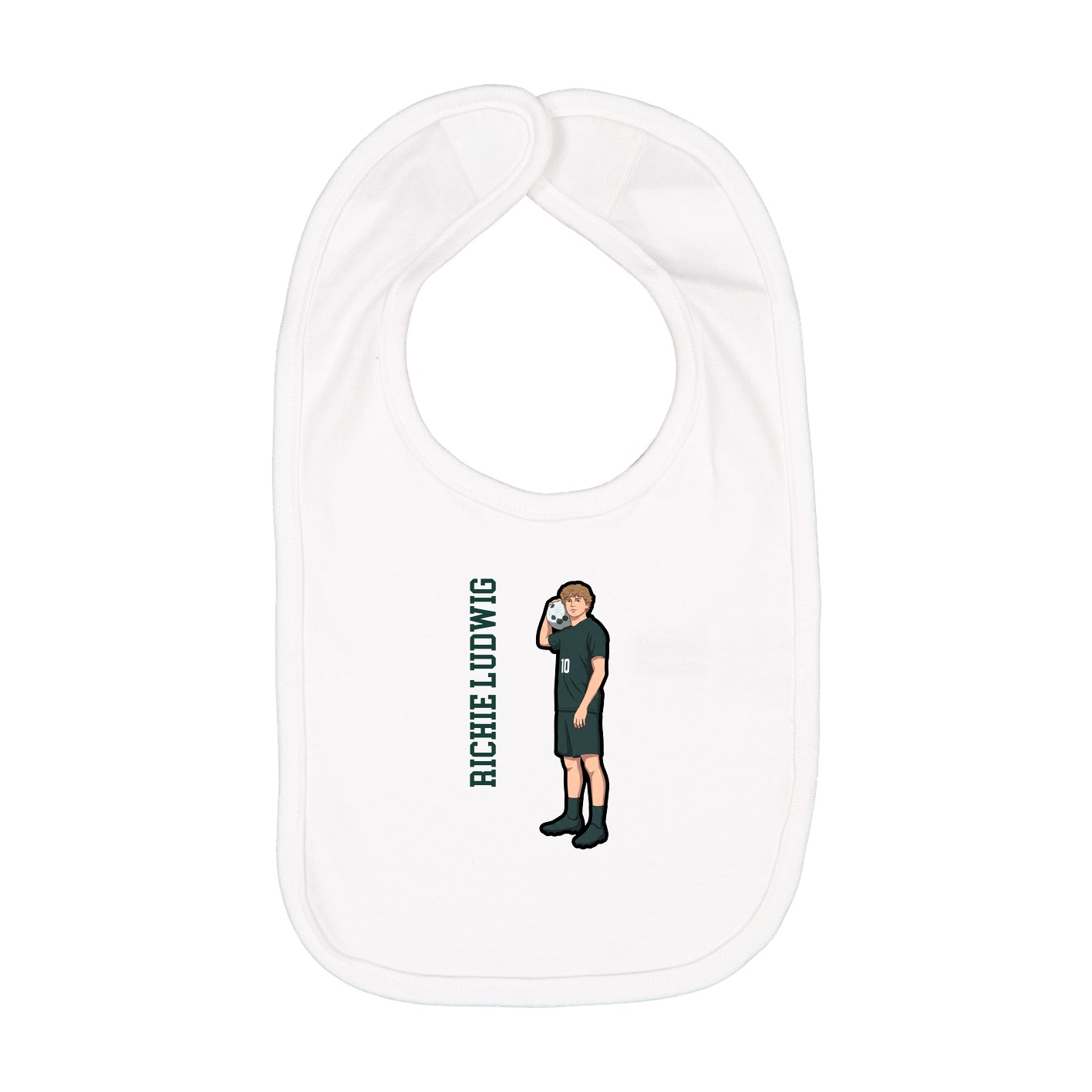 Infant Bib — Name Vertical in White