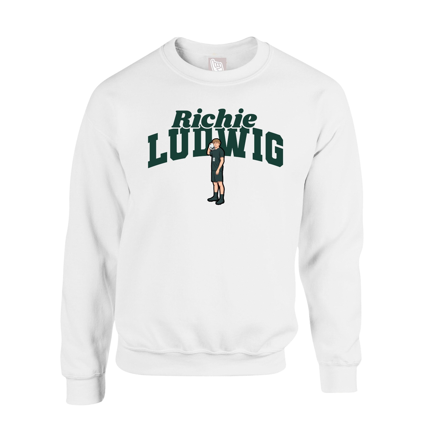 Fleece Crew — Signature Arch in White