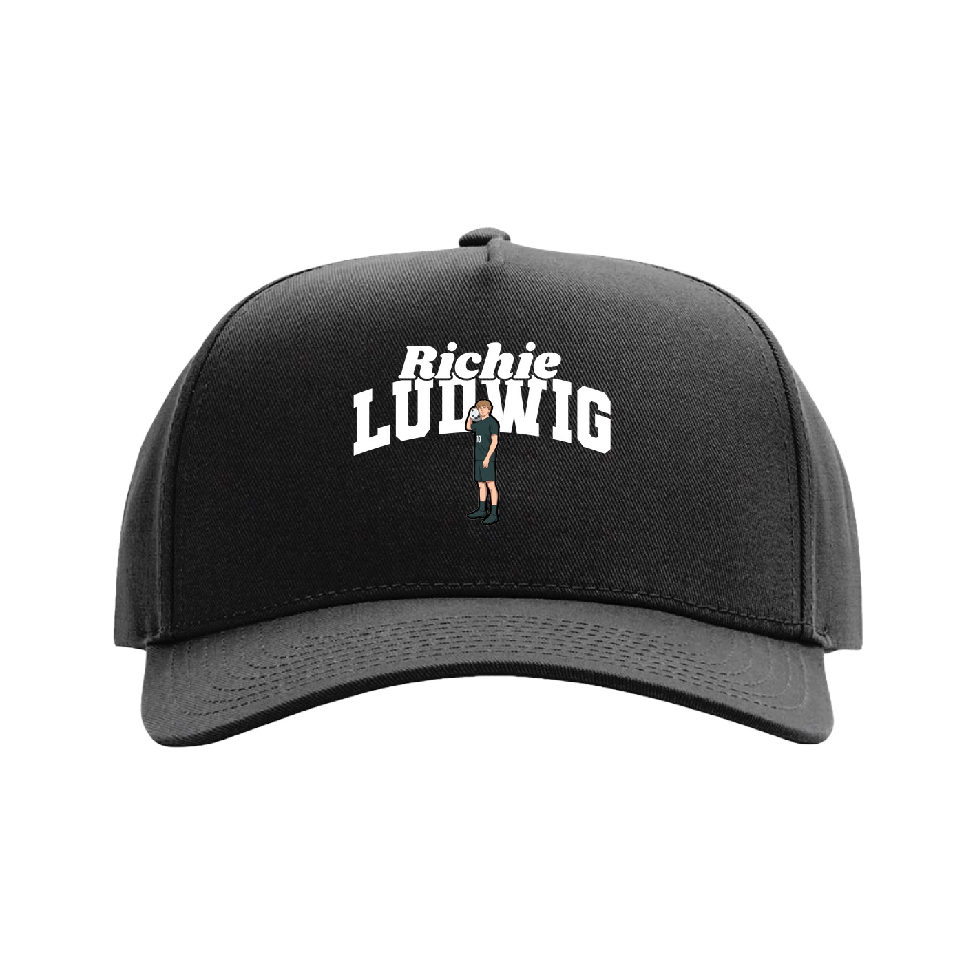 Full Fabric Five-Panel Champ Cap — Signature Arch in Black