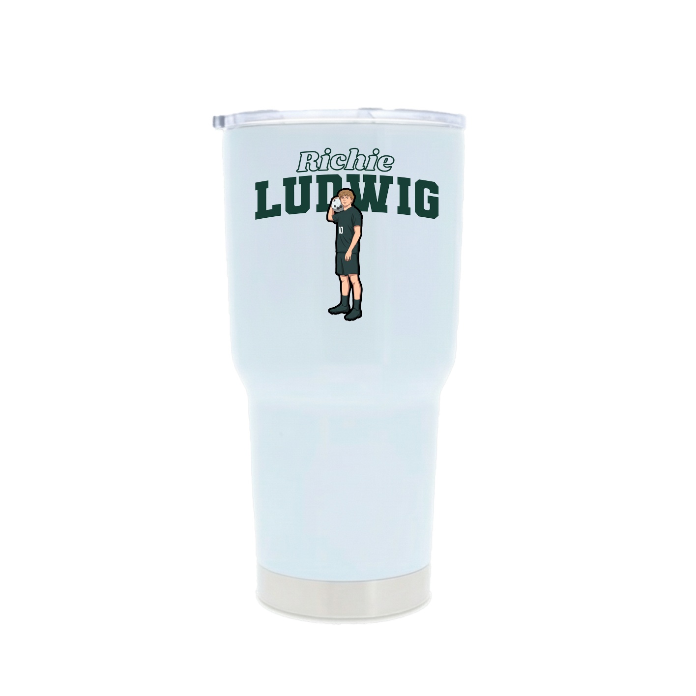 30oz Stainless Steel Tumbler — Name Arch in White