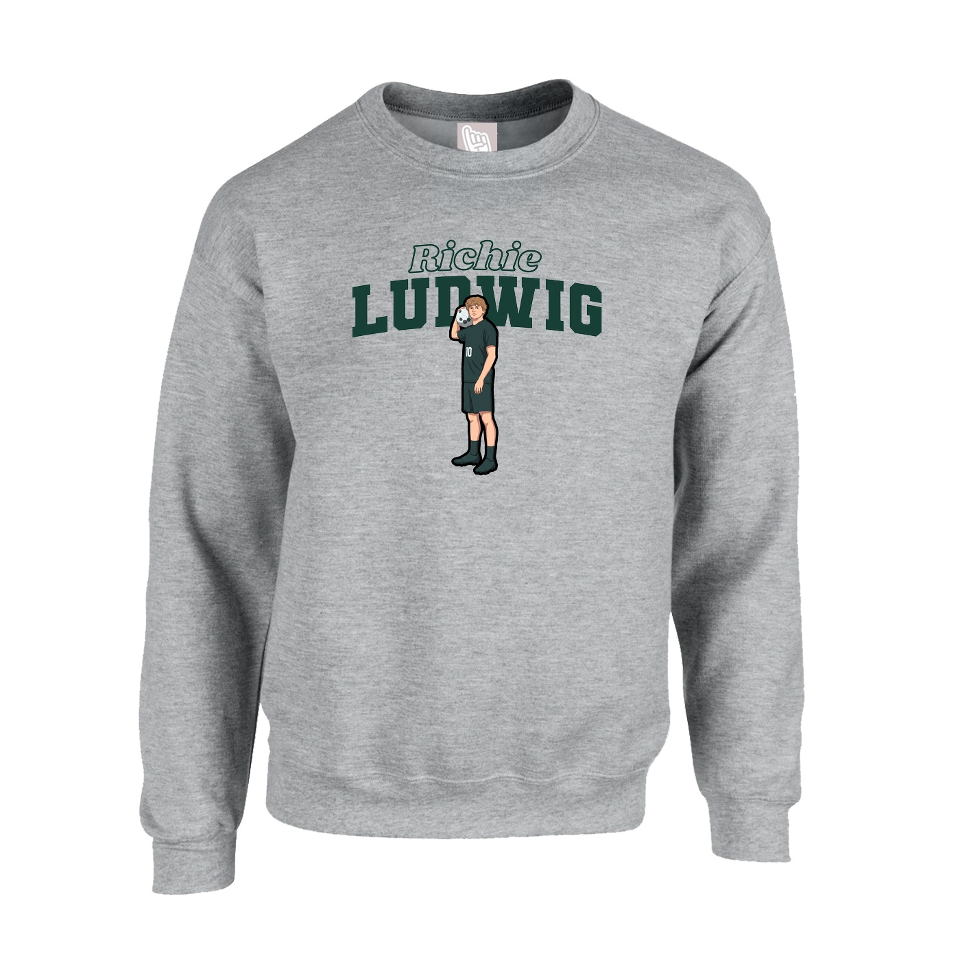Fleece Crew — Name Arch in Grey