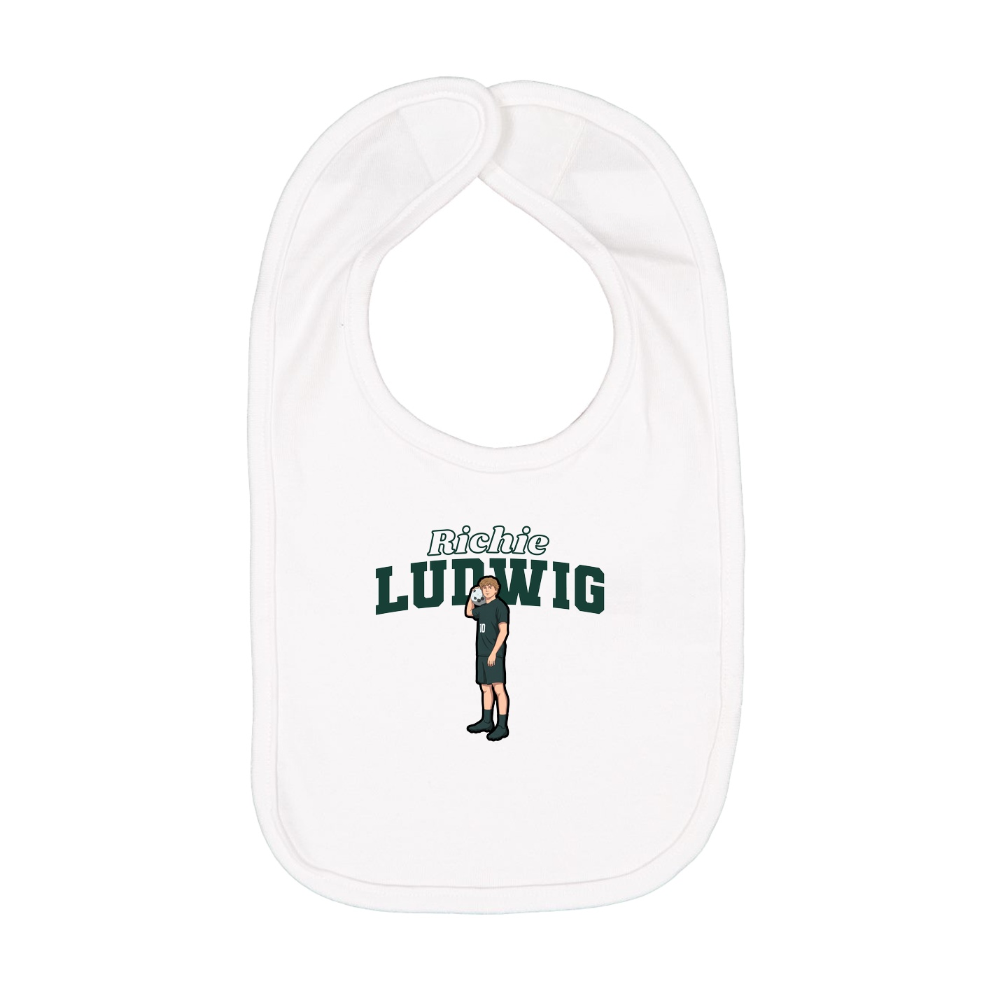 Infant Bib — Name Arch in White