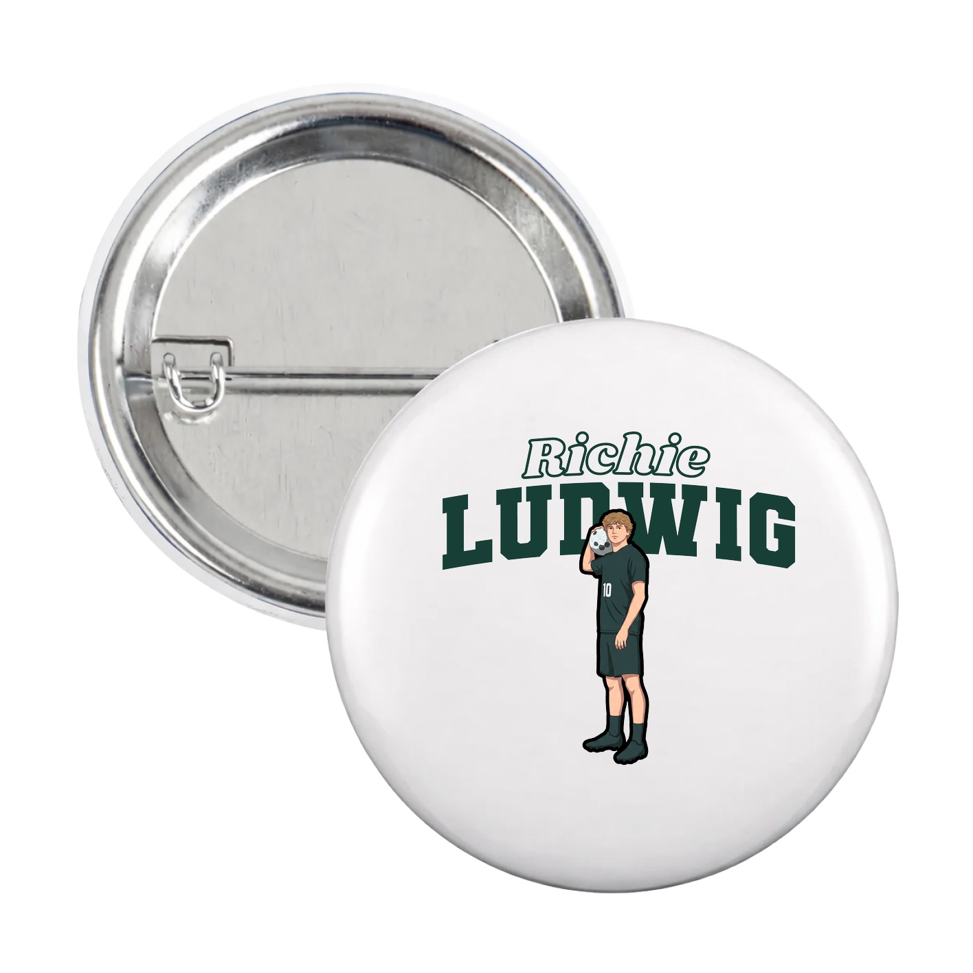 Game Day Button — Name Arch in White