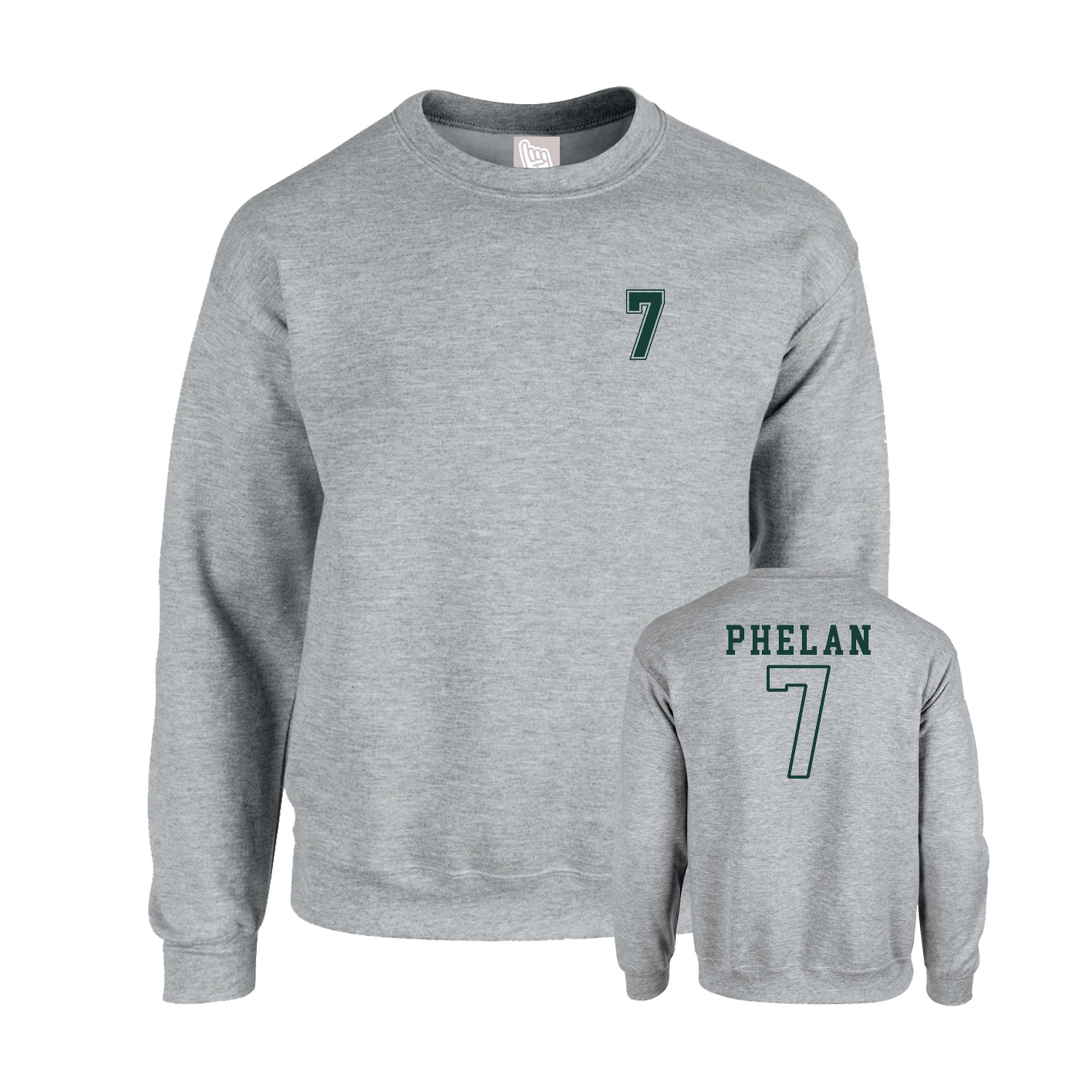 Fleece Crew — Chest Back in Grey