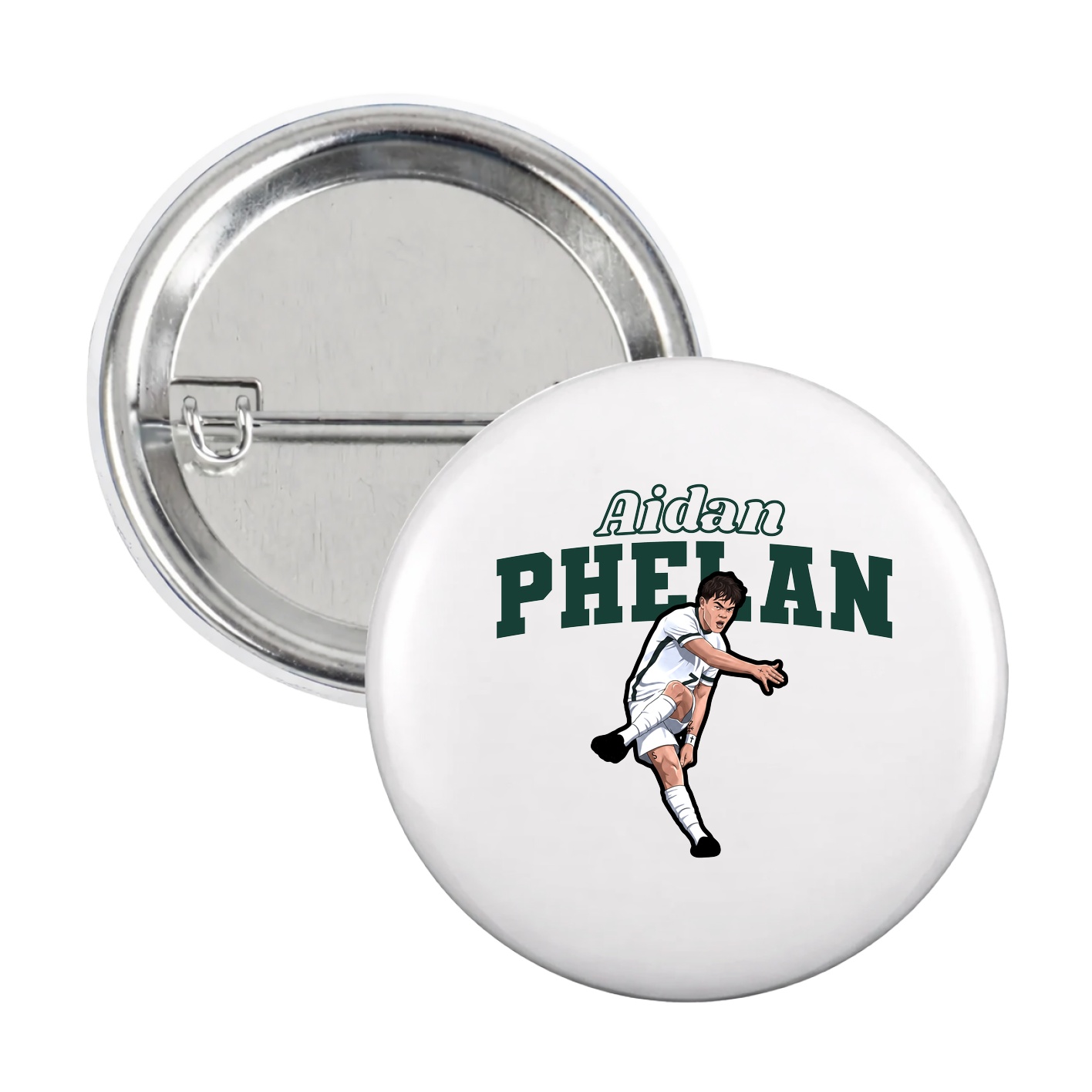 Game Day Button — Name Arch in White