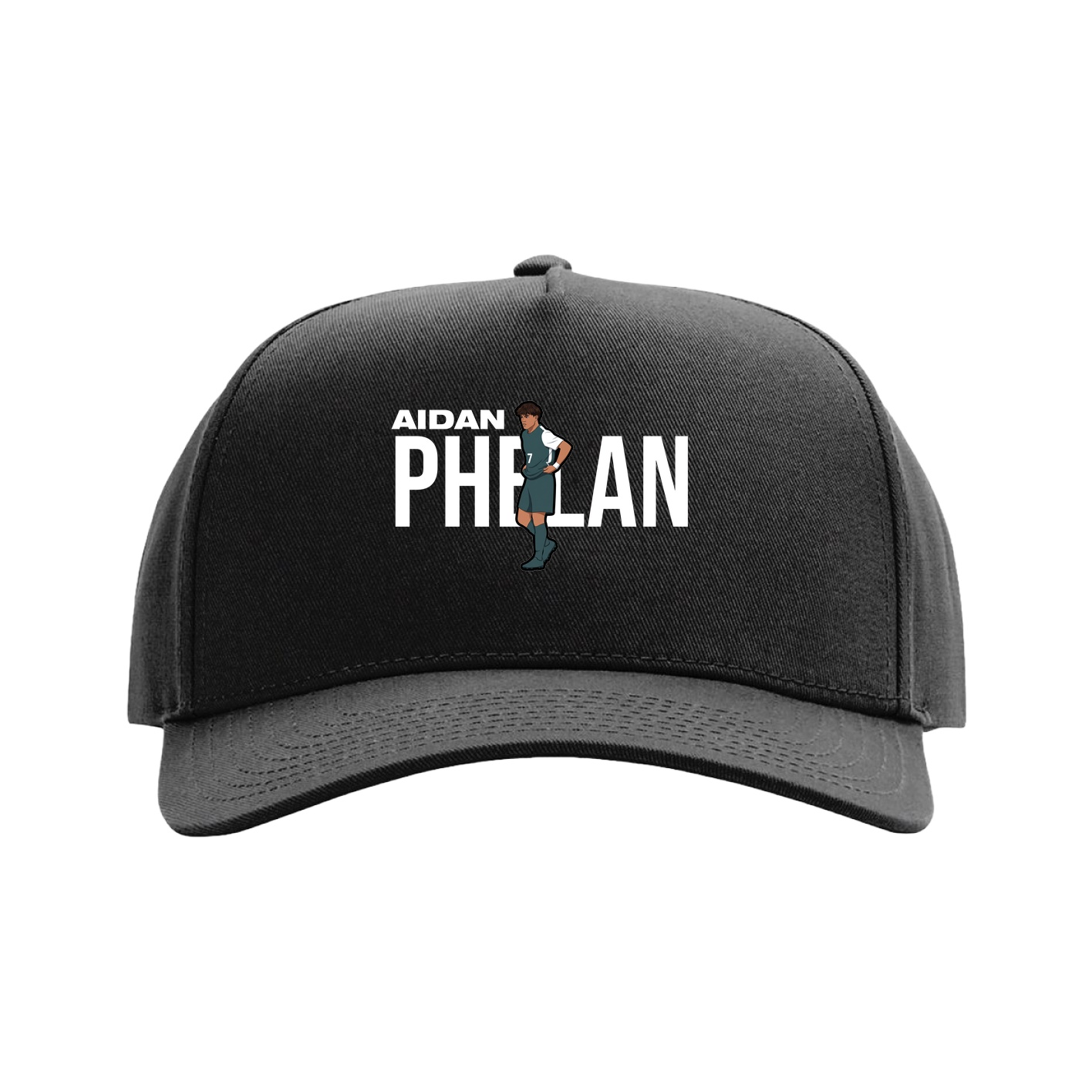 Full Fabric Five-Panel Champ Cap — Player Name in Black