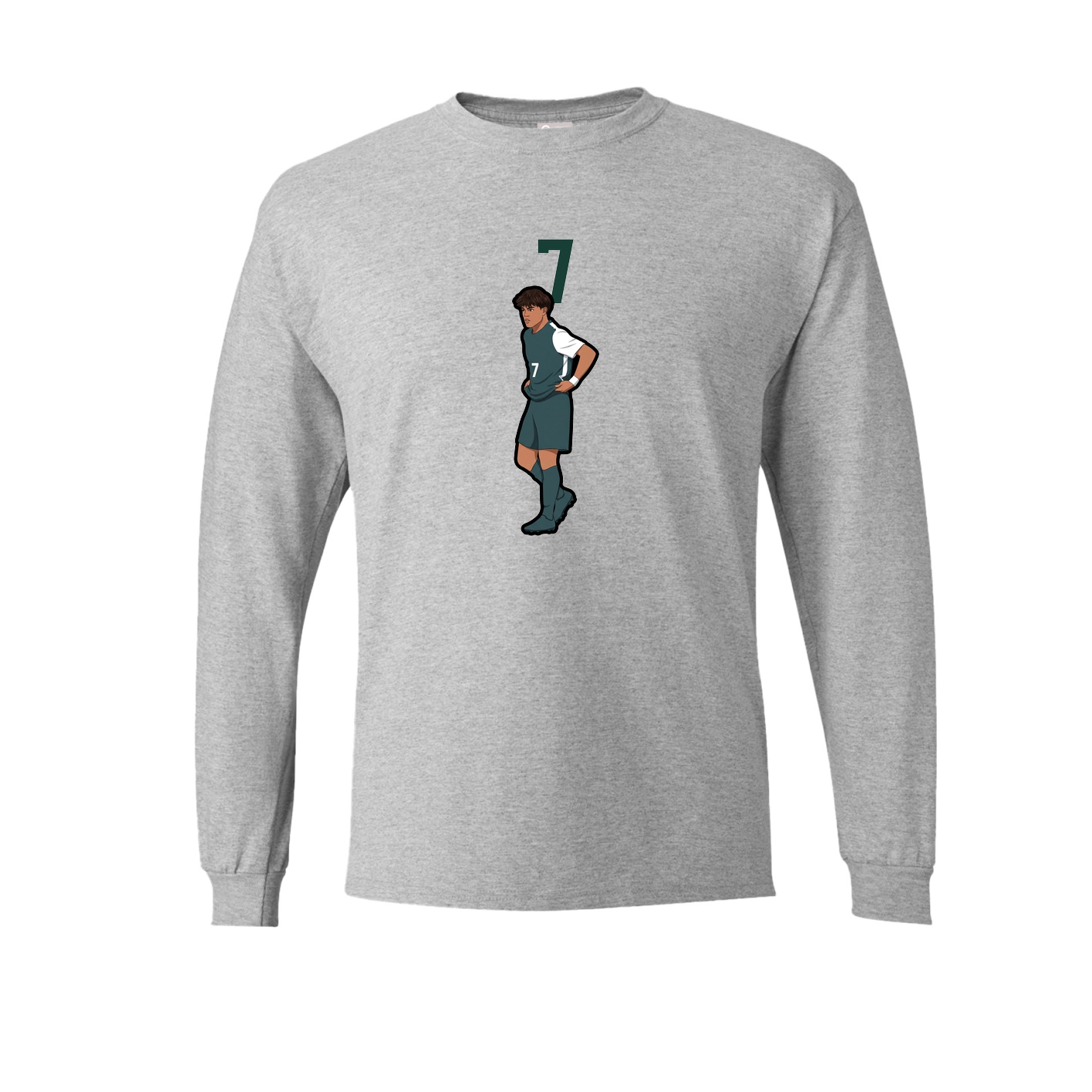 Long Sleeve Tee — Number Top in Grey