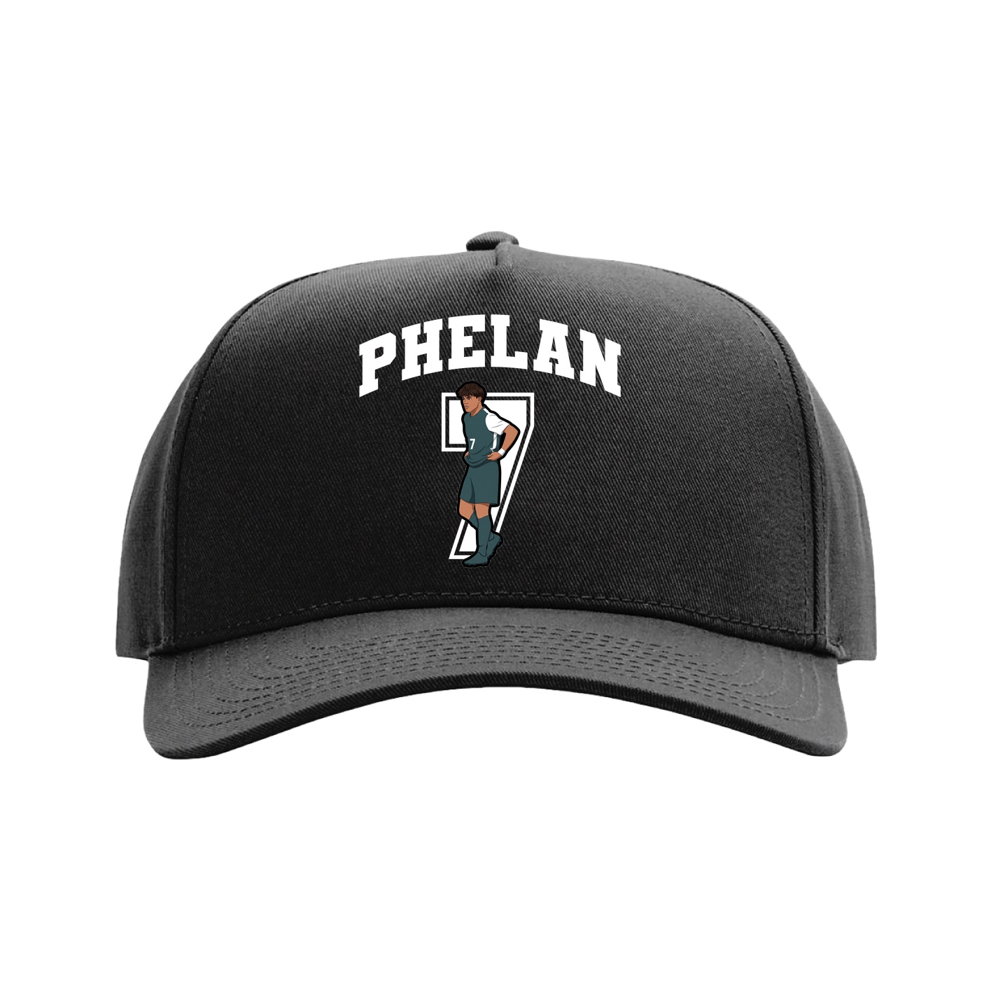 Full Fabric Five-Panel Champ Cap — Number in Black