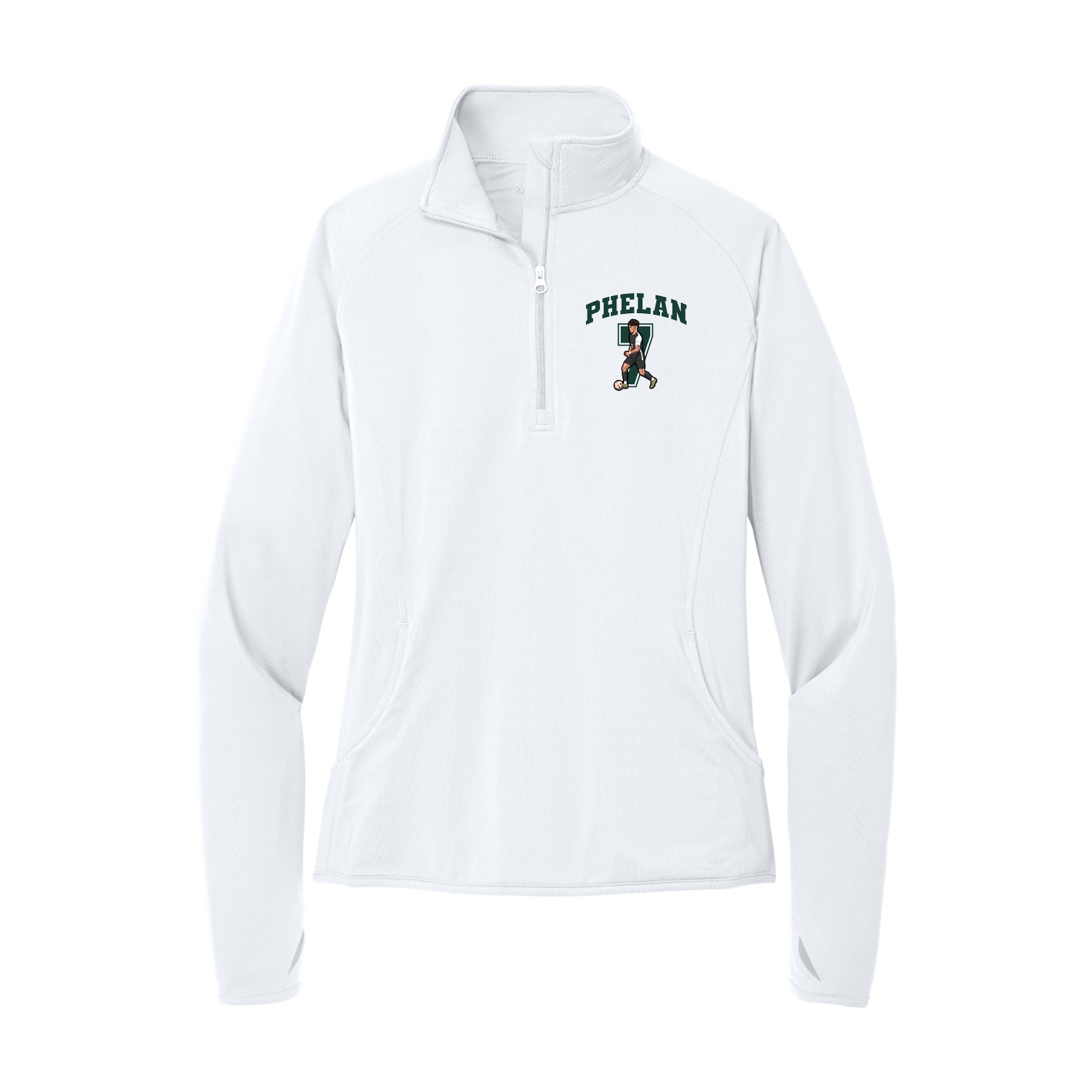 Women's Q-Zip Pullover — Number in White