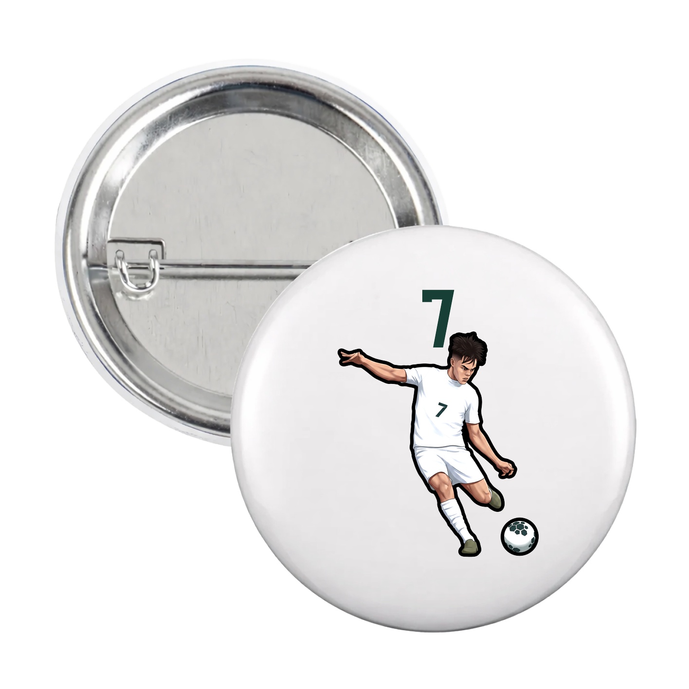 Game Day Button — Number Top in White