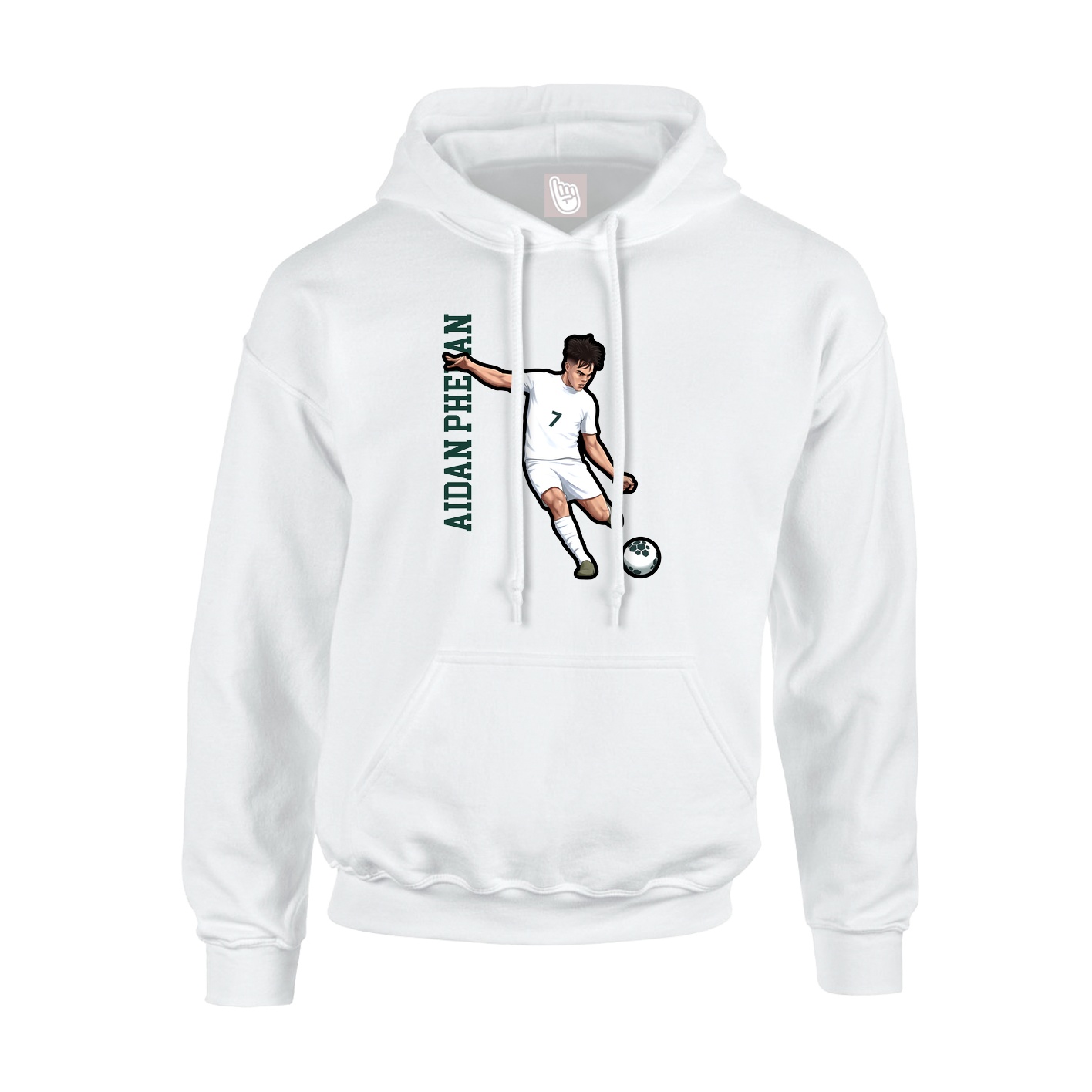 Youth Hoodie — Name Vertical in White