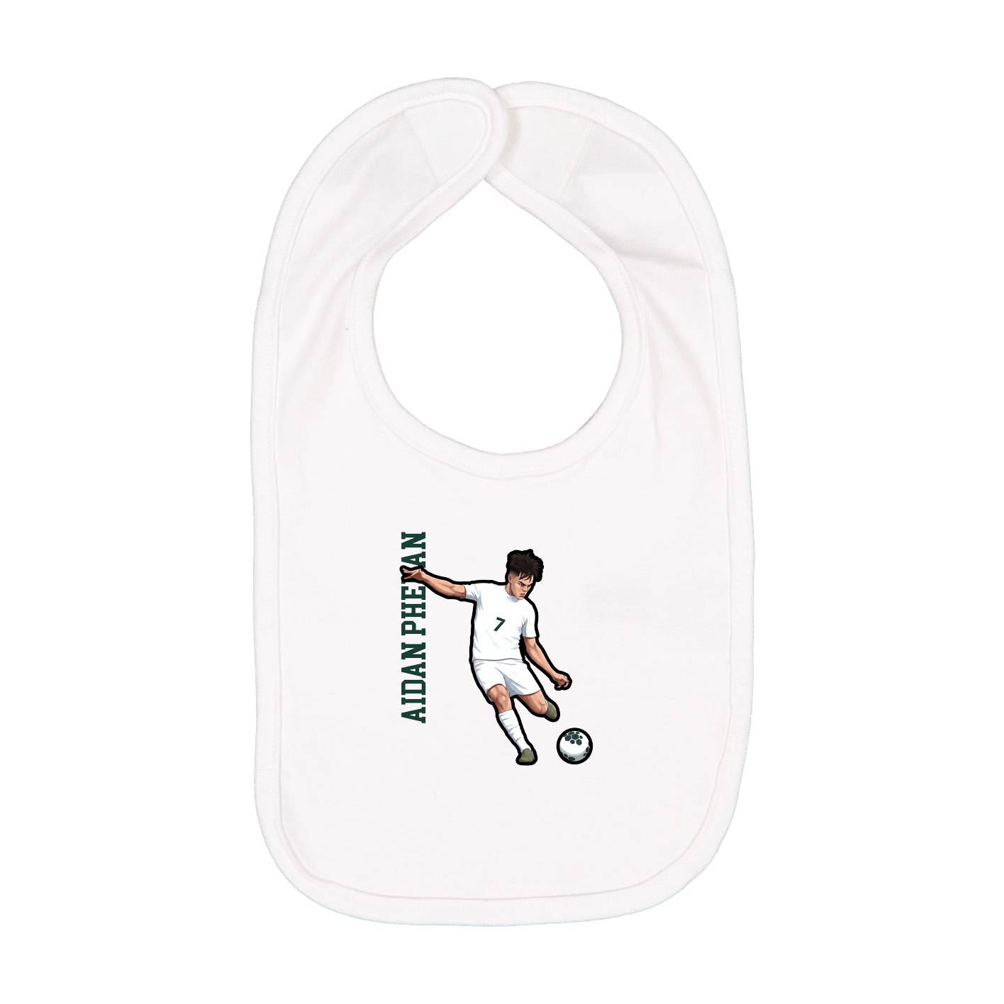 Infant Bib — Name Vertical in White