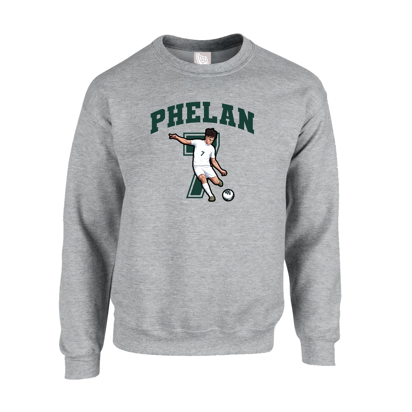 Fleece Crew — Number in Grey