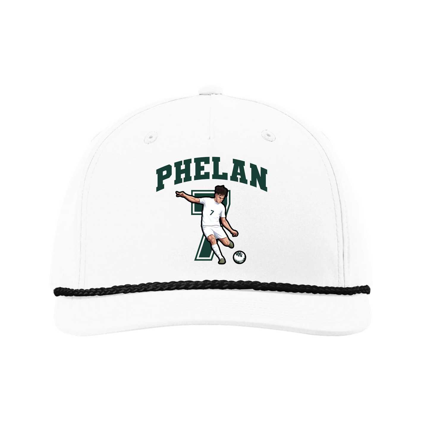 Five-Panel Classic Rope Cap — Number in White
