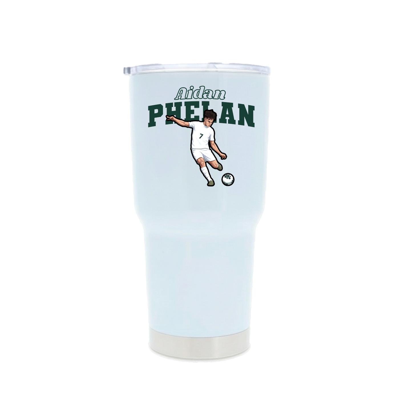 30oz Stainless Steel Tumbler — Name Arch in White